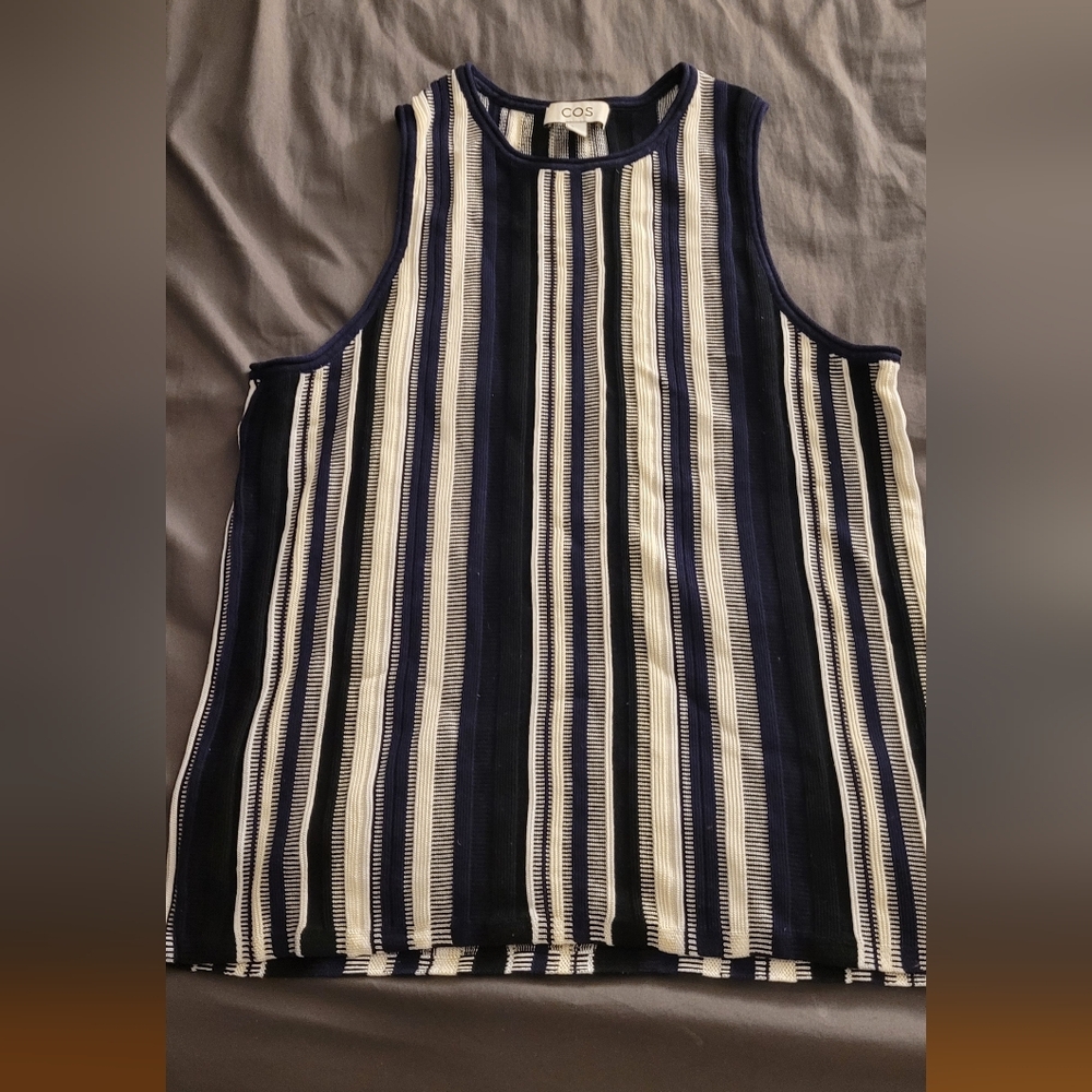 COS Navy, Cream & Beige Striped Ribbed Tank Top - Picture 7 of 7